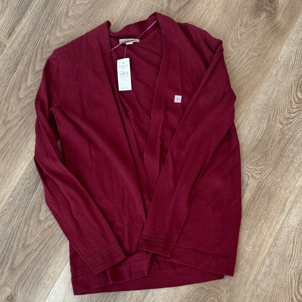 LOFT burgundy Open Cardigan
